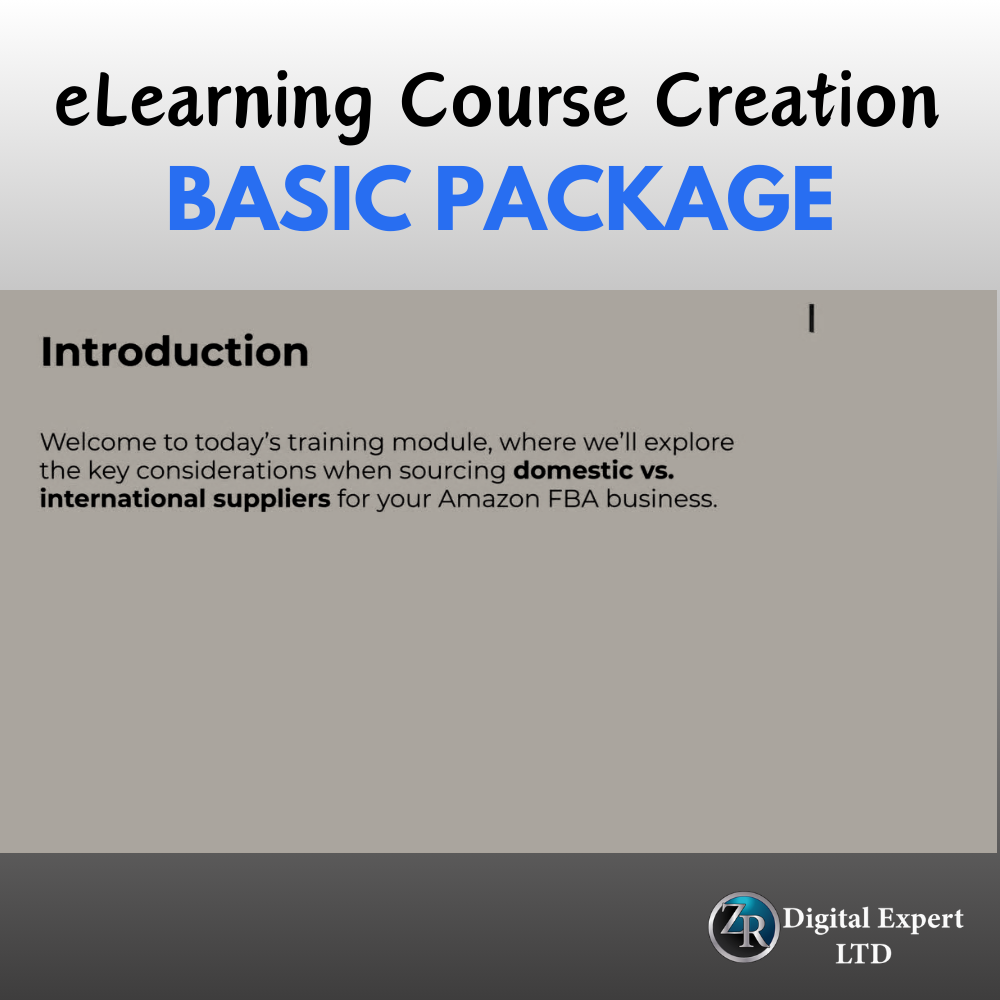 1- Basic eLearning Course Creation Basic eLearning Course Creation Package ...